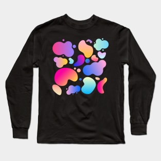 Gradient Blended Paint Blob Pattern Long Sleeve T-Shirt